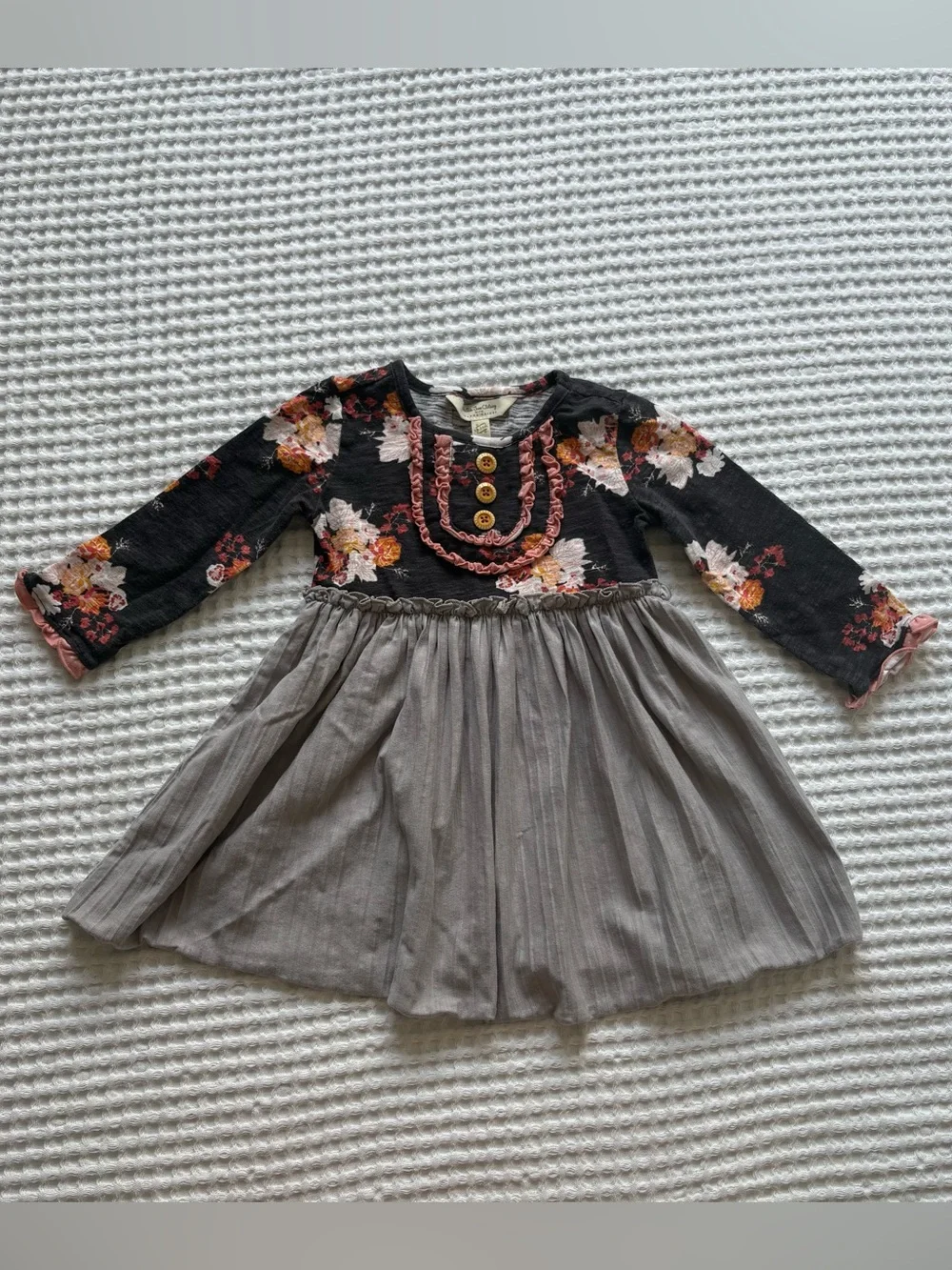 Matilda Jane x Joanna Gaines Sweet as Pie Dress Long Sleeve Floral Gray 18-24M